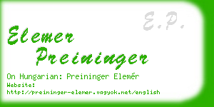 elemer preininger business card